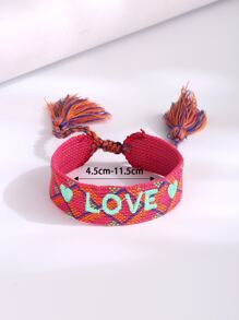 Girls Letter Embroidered Tassel Decor Bracelet - Multicolor - View 3