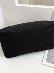 Letter Patch Decor Duffel Bag - Black - View 4