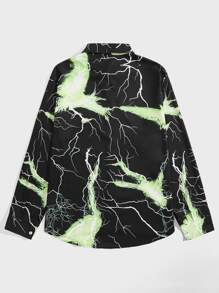 ROMWE MEN Guys Lightning Print Shirt - Multicolor - View 2