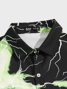 ROMWE MEN Guys Lightning Print Shirt - Multicolor - View 3