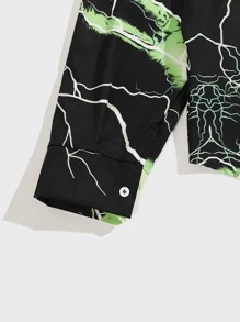 ROMWE MEN Guys Lightning Print Shirt - Multicolor - View 4