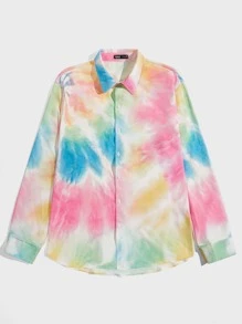 ROMWE MEN Guys Tie Dye Shirt - Multicolor - View 1