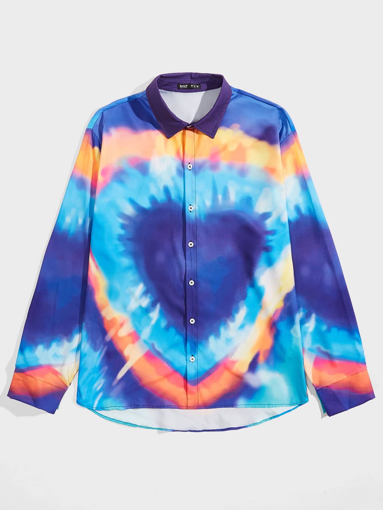 ROMWE MEN Guys Tie Dye Button Front Shirt - Multicolor - View 1