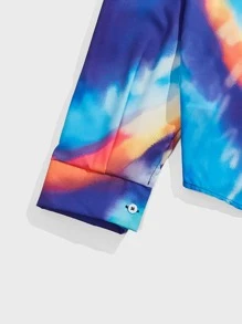 ROMWE MEN Guys Tie Dye Button Front Shirt - Multicolor - View 4