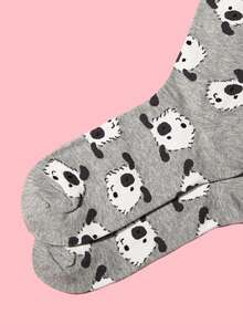 Calcetines de tripulación con estampado de dibujos animados - Gris Claro - Ver 6