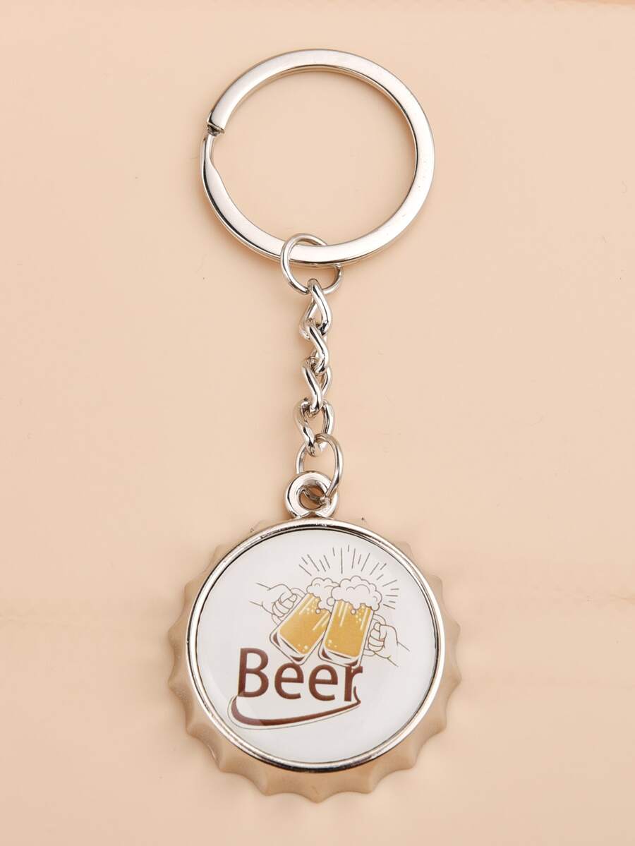 1pc Cap Shaped Bottle Opener Keychain For Men - Multicolor - View 1
