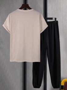 Manfinity LEGND Men Playing Card Print Tee & Drawstring Waist Joggers - Multicolor - View 2