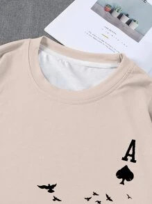 Manfinity LEGND Men Playing Card Print Tee & Drawstring Waist Joggers - Multicolor - View 6