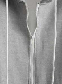 Manfinity Men Letter Graphic Zip Up Drawstring Hoodie Without Tee - Light Grey - View 5