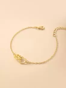 Paw & Heart Decor Bracelet Valentines - Yellow Gold - View 2