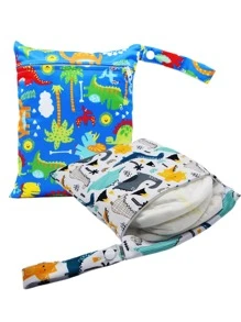 2pcs Animal & Plant Pattern Diaper Bag - Multicolor - View 2