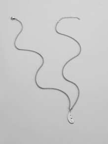 Men Feather Pendant Necklace - Silver - View 2