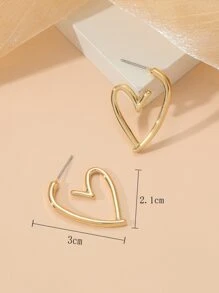 Heart Design Hoop Earrings - Yellow Gold - View 4