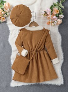 SHEIN 年輕女孩襯邊連身裙&帽子&手提包