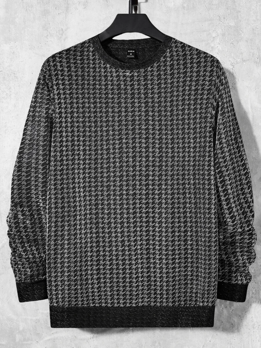 Manfinity RebelGame 男士千鳥格圖案運動衫