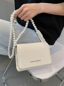 迷你假珍珠裝飾方向口袋,適合青少年女孩、大學生、新手和白領人士,在辦公室、學校、工作、商務和通勤上表現完美 - 白色 - 查看 4