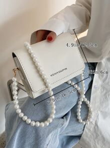 迷你假珍珠裝飾方向口袋,適合青少年女孩、大學生、新手和白領人士,在辦公室、學校、工作、商務和通勤上表現完美 - 白色 - 查看 5