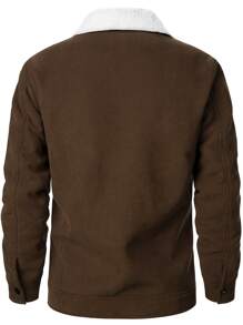 Manfinity Men Borg Collar Teddy Lined Coat - Coffee Brown - View 2