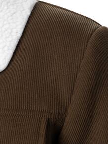 Manfinity Men Borg Collar Teddy Lined Coat - Coffee Brown - View 4