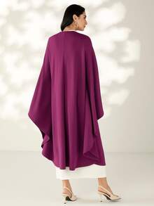 Modelyn Batwing Sleeve Belted Coat - Purple - View 3