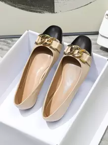 Damen Herbst/Winter neue Mode bequeme dekorative Knopf Farbblock Flache Schuhe, Fairy Stil vielseitig für alle Jahreszeiten