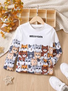 SHEIN 小男童字母和卡通圖案T恤