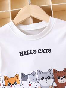 SHEIN 小男童字母和卡通圖案T恤