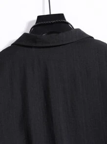 Manfinity Homme Men Solid Button Front Shirt & Drawstring Waist Pants Without Tee - Black - View 6