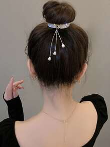 Rhinestone & Faux Pearl Tua kẹp tóc trang trí công phu - Vàng - Xem 1