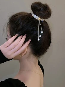 Rhinestone & Faux Pearl Tua kẹp tóc trang trí công phu - Vàng - Xem 4