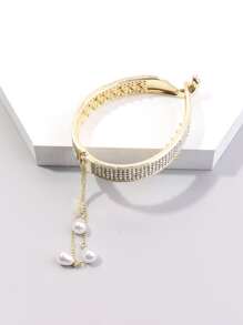 Rhinestone & Faux Pearl Tua kẹp tóc trang trí công phu - Vàng - Xem 6