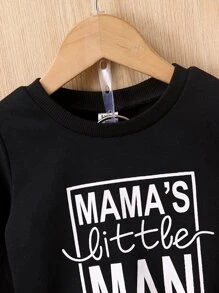 Baby Boy Slogan Graphic Sweatshirt & Joggers - Black - View 4