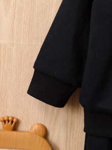 Baby Boy Slogan Graphic Sweatshirt & Joggers - Black - View 5