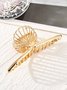 Hollow Out Shell Decor Hair Claw - Gold - View 2