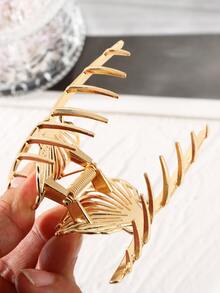Hollow Out Shell Decor Hair Claw - Gold - View 3