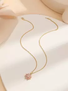Dây chuyền mặt hoa đính đá Rhinestone Valentine, Mẹ, Mẹ, Ngày của Mẹ, Quà tặng - Vàng - Xem 2