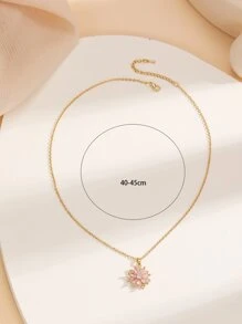 Dây chuyền mặt hoa đính đá Rhinestone Valentine, Mẹ, Mẹ, Ngày của Mẹ, Quà tặng - Vàng - Xem 3