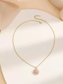 Dây chuyền mặt hoa đính đá Rhinestone Valentine, Mẹ, Mẹ, Ngày của Mẹ, Quà tặng - Vàng - Xem 4