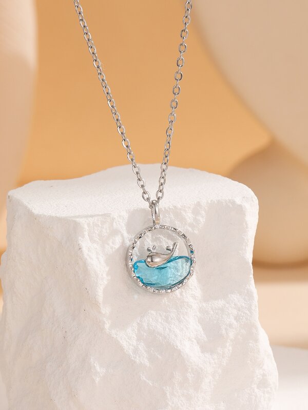 Whale Decor Round Pendant Necklace
