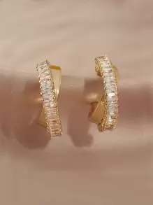 أقراط حلقي ملفوف مكعب زركونيا زخرفة