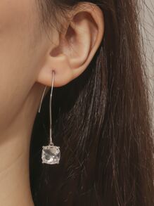 Cubic Zirconia Drop Earrings - Silver - View 1