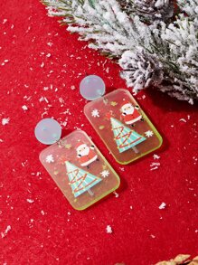 1pair Christmas Santa Claus & Tree Shaped Earrings - Multicolor - View 2
