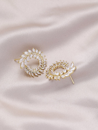 方晶鋯石麥穗耳釘