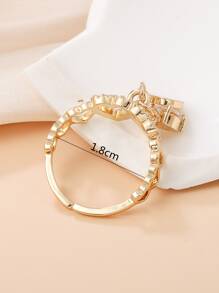 Nhẫn trang trí trái tim đính đá Rhinestone Valentine - Vàng - Xem 4
