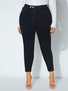 Jeans ajustados de talle alto - Negro - Ver 1