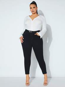 Jeans ajustados de talle alto - Negro - Ver 3