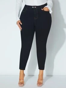 Jeans ajustados de talle alto - Negro - Ver 5