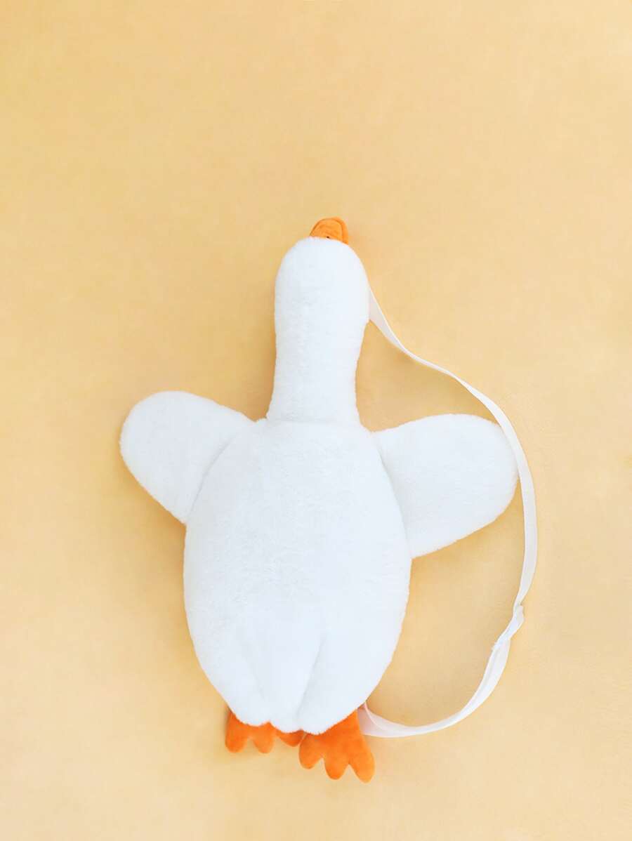 Girls Cartoon Duck Design Fuzzy Novelty Bag - White - View 1