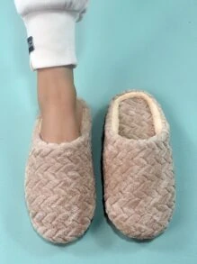 Women's Fashionable Minimalist Fuzzy Bedroom Slippers For Home - Khaki - View 1