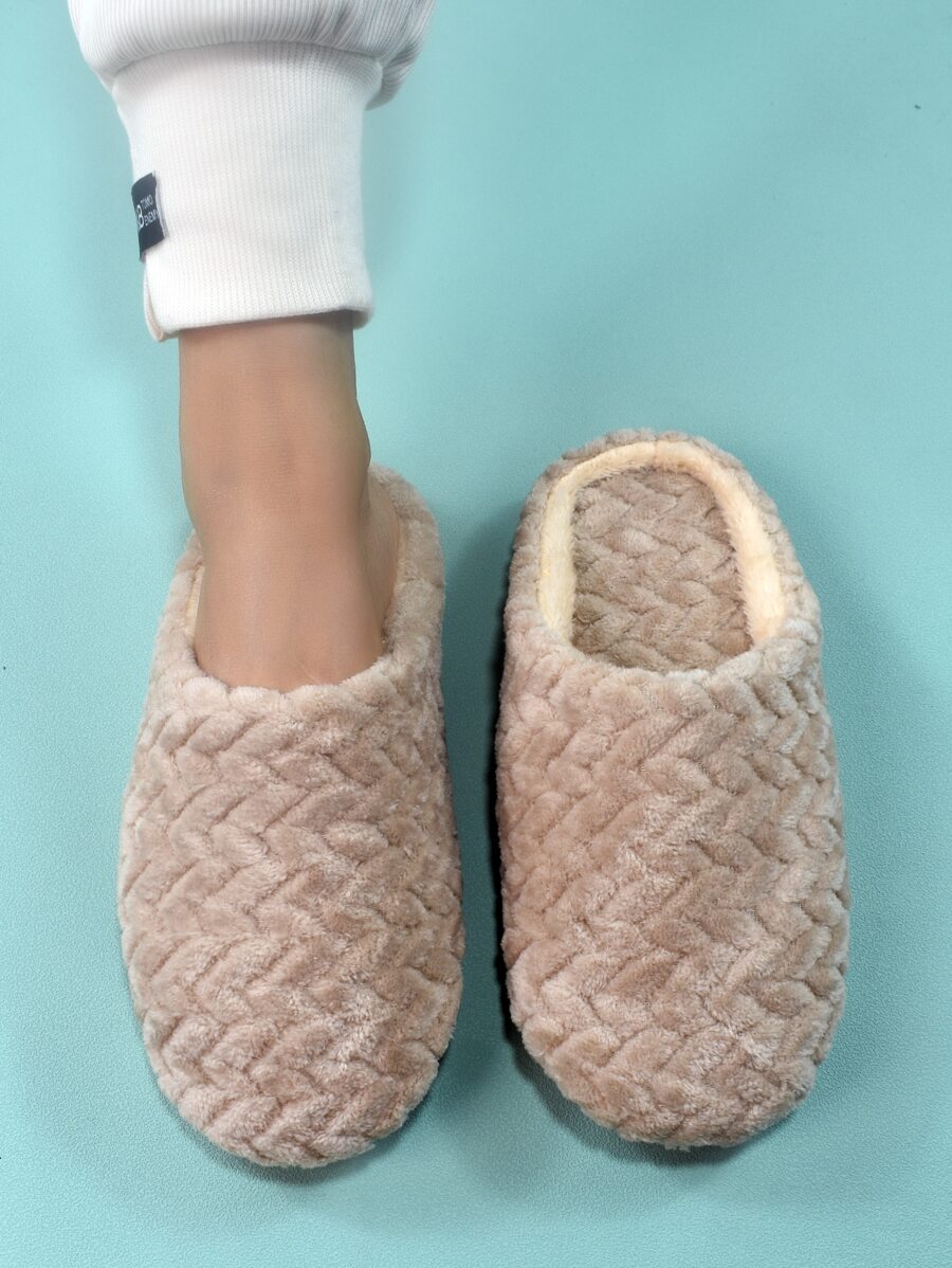 Women's Fashionable Minimalist Fuzzy Bedroom Slippers For Home - Khaki - View 1
